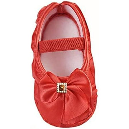QWZNDZGR Baby Girls Mary Jane Ballet Flats Toddler Infant Princess Dress Crib Shoes Bowknot Non-Slip Soft Sole First Walkers