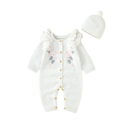 Bagilaanoe Newborn Baby Girl Knitted Jumpsuit Long Sleeve Flower Embroidery Romper + Hat 3M 6M 9M 12M 18M Infant Long Pants Fall Winter Outfits
Bagilaanoe Newborn Baby Girl Knitted Jumpsuit Long Sleeve Flower Embroidery Romper + Hat 3M 6M 9M 12M 18M Infant Long Pants Fall Winter Outfits