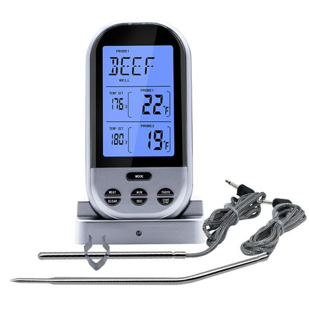 HOMEMAXS Wireless Dual-fork Food Thermometer Wireless Dual-Temperature Double-needle Barbecue Thermometer Battery Not Included (Silver)
HOMEMAXS Wireless Dual-fork Food Thermometer Wireless Dual-Temperature Double-needle Barbecue Thermometer Battery Not Included (Silver)