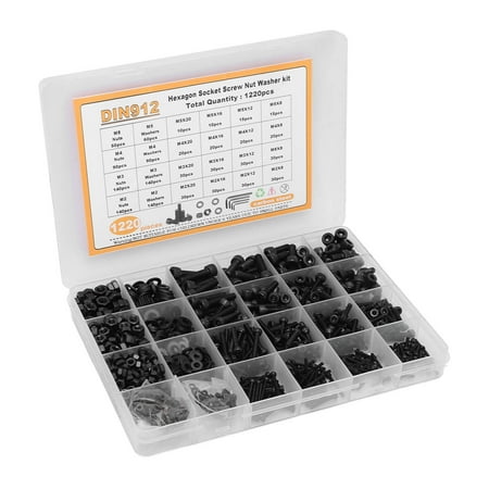 FAGINEY Hex Socket Head Screws Assortment Hex Socket Head Screws Nuts 1220Pcs Hex Socket Screw Nut Washer Kit Assortment Head Carbon Steel M2 M3 M4 M5 Black
FAGINEY Hex Socket Head Screws Assortment Hex Socket Head Screws Nuts 1220Pcs Hex Socket Screw Nut Washer Kit Assortment Head Carbon Steel M2 M3 M4 M5 Black