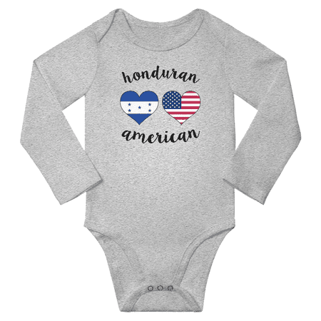 Honduran and American Love Heart Baby Long Slevve Bodysuit Romper (Gray 6-12 Months)
Honduran and American Love Heart Baby Long Slevve Bodysuit Romper (Gray 6-12 Months)