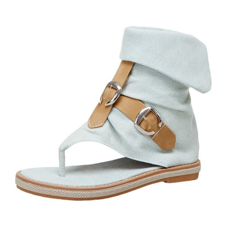 Sandals Women Wide Width Comfortable Foreign Trade Crossborder Summer Sandals Denim Leather Belt Buckle Color Contrast Clip Toe Sandals Shoes For Women Dressy
Sandals Women Wide Width Comfortable Foreign Trade Crossborder Summer Sandals Denim Leather Belt Buckle Color Contrast Clip Toe Sandals Shoes For Women Dressy