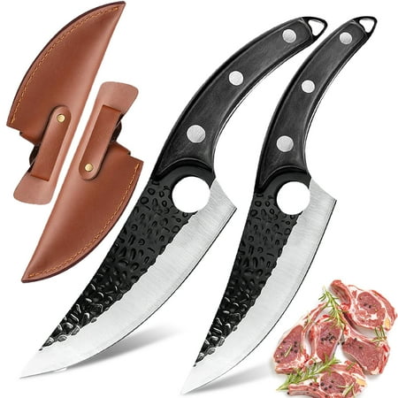 DFITO 2 Pcs Viking Knife Hand Forged Boning Knife with Sheath & Pocket Stainless Steel Multipurpose Meat Caveman Knife for Camping Outdoor Deboning BBQ Black
DFITO 2 Pcs Viking Knife Hand Forged Boning Knife with Sheath & Pocket Stainless Steel Multipurpose Meat Caveman Knife for Camping Outdoor Deboning BBQ Black