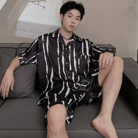 DanceeMangoo Men Satin Pajamas Set Short Sleeve Casual Home Wear Soft Spring Summer Leisure Silk Boy Pajama Sets Soft Leisure Sleepwear Suit
DanceeMangoo Men Satin Pajamas Set Short Sleeve Casual Home Wear Soft Spring Summer Leisure Silk Boy Pajama Sets Soft Leisure Sleepwear Suit