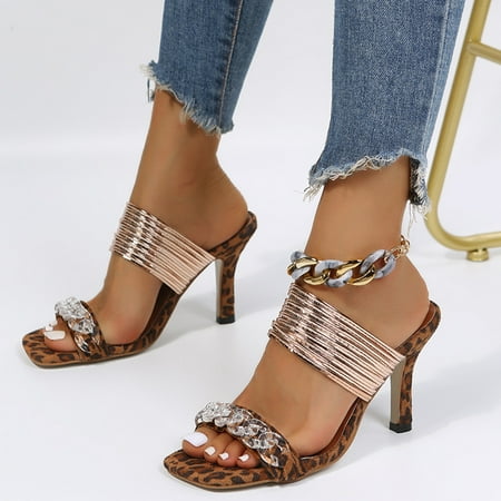 Christmas Ladies Fashion Leopard Print Suede Strap Combination Open Toe Thin High Heel Sandals
Christmas Ladies Fashion Leopard Print Suede Strap Combination Open Toe Thin High Heel Sandals