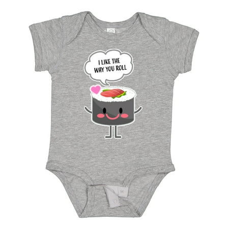 Inktastic Sushi I Like the Way You Roll Gift Baby Boy or Baby Girl Bodysuit