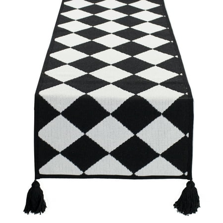 Fennco Styles Black and White Diamond Woven Table Runner - 14 x 71 Inch Checker Runner Table Centerpiece for Dining Home Decor Indoor Parties Holiday Events Tassel Table Runner
Fennco Styles Black and White Diamond Woven Table Runner - 14 x 71 Inch Checker Runner Table Centerpiece for Dining Home Decor Indoor Parties Holiday Events Tassel Table Runner
