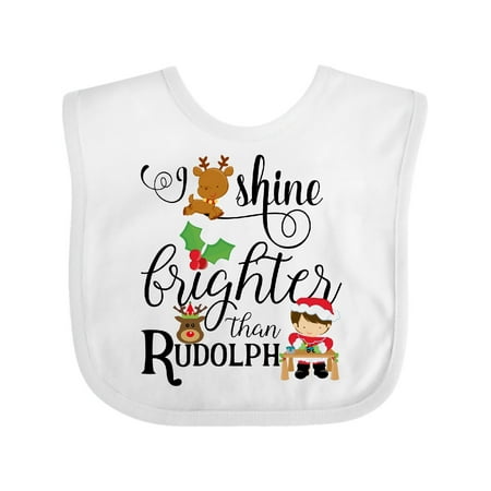 Inktastic I Shine Brighter Than Rudolph Gift Baby Boy or Baby Girl Bib