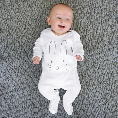 

Newborn Infant Baby Girls Boys Long Sleeve Rabbite Cartoon Print Romper Jumpsuit CHMORA