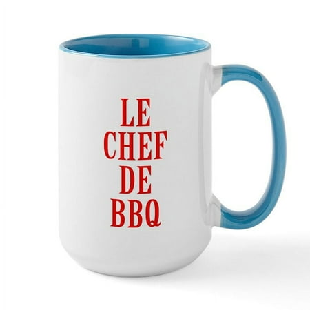 CafePress - Le Chef De BBQ Mugs - 15 oz Ceramic Large Mug