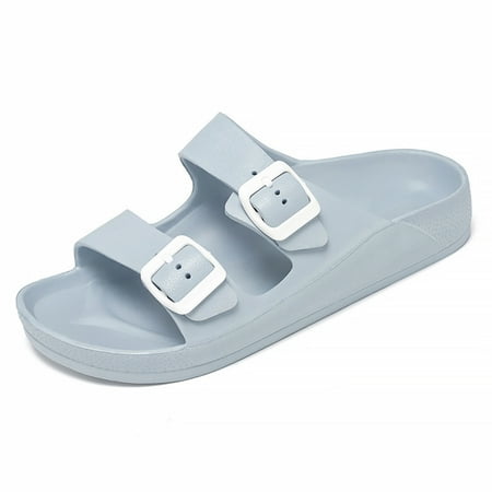 DeRong Women s Comfort Slides Double Buckle Adjustable EVA Flat Sandals