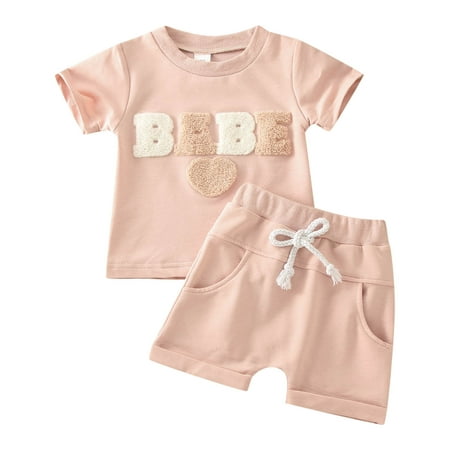 Baby Girl Outfit Sets Short Sleeve Letter Embroider T Shirt Pullover Tops Shorts Skin Friendly Sports Girls Clothes
Baby Girl Outfit Sets Short Sleeve Letter Embroider T Shirt Pullover Tops Shorts Skin Friendly Sports Girls Clothes