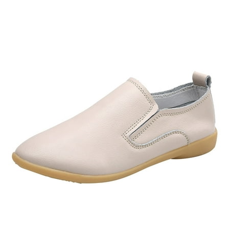 TOYFUNNY Womens Flat Round Toe Solid Color Casual Shoes