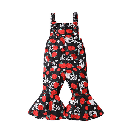 Baby Girl Halloween Jumpsuit Overalls Sleeveless Backless Skull Rose Print Romper Bell-Bottoms
Baby Girl Halloween Jumpsuit Overalls Sleeveless Backless Skull Rose Print Romper Bell-Bottoms