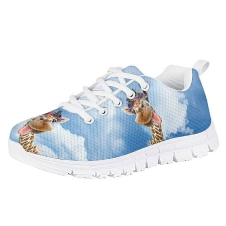 Pzuqiu Walking Shoes Girls Size 11-5 Lace Up Running Shoes Breathable Mesh Sneakers
