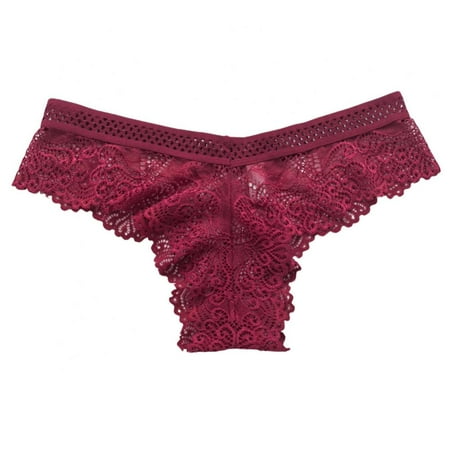 Women Briefs Low-Rise Panties Lace Hollow out Thong Seamless Underpants Female Thongs