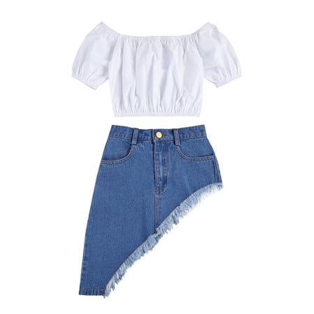 TheFound Toddler Baby Girls Clothes 2pcs Short Sleeve Off Shoulder T Shirts Tops Blue Denim Irregular Skirts Sets
TheFound Toddler Baby Girls Clothes 2pcs Short Sleeve Off Shoulder T Shirts Tops Blue Denim Irregular Skirts Sets