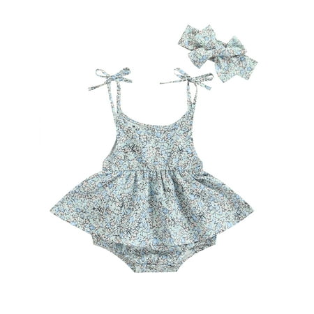 Nokpsedcb Newborn Infants Girls Sleeveless Bodysuit Tie-Up Shoulder Strap Flower Print Romper with Decorative Bow Headband Blue 12-18 Months
Nokpsedcb Newborn Infants Girls Sleeveless Bodysuit Tie-Up Shoulder Strap Flower Print Romper with Decorative Bow Headband Blue 12-18 Months