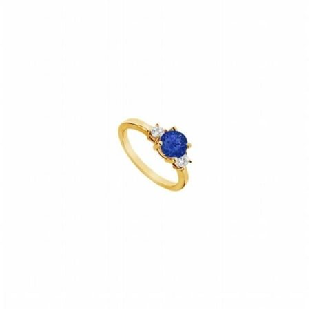 Sapphire & Diamond Engagement Ring 14K Yellow Gold, 1.25 CT - Size 9