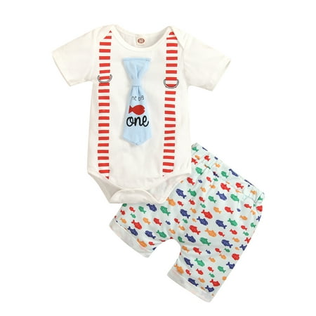 Afunbaby Baby Boys 2Pcs Gentleman Outfits Short Sleeve Round Neck Tie Romper + Shorts Set
Afunbaby Baby Boys 2Pcs Gentleman Outfits Short Sleeve Round Neck Tie Romper + Shorts Set