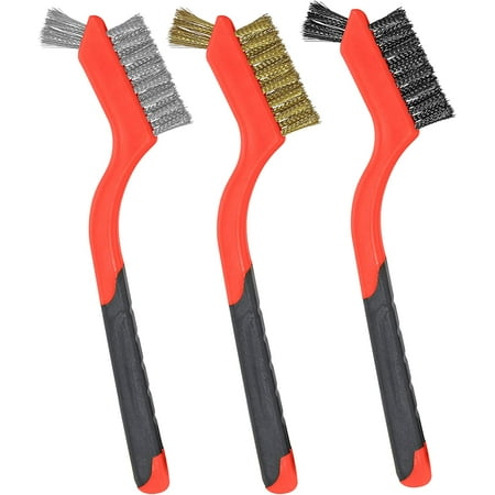 Stainless Steel Mini Brushes Red Metal Wire Brush Set Nylon/Brass/Stainless Steel Bristles Brush for Rust Removal (7 Inch Long 3 Pcs)
Stainless Steel Mini Brushes Red Metal Wire Brush Set Nylon/Brass/Stainless Steel Bristles Brush for Rust Removal (7 Inch Long 3 Pcs)