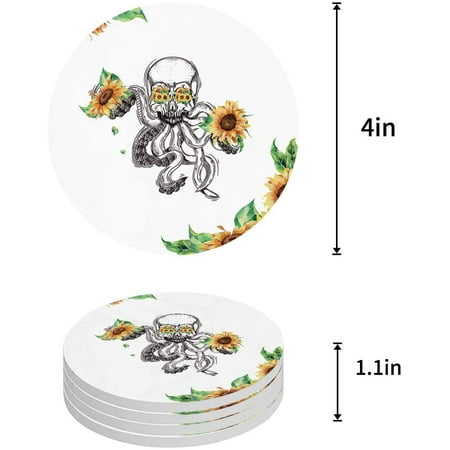 FMSHPON Octopus Sunflowers Set of 8 Round Coaster for Drinks Absorbent Ceramic Stone Coasters Cup Mat with Cork Base for Home Kitchen Room Coffee Table Bar Decor
FMSHPON Octopus Sunflowers Set of 8 Round Coaster for Drinks Absorbent Ceramic Stone Coasters Cup Mat with Cork Base for Home Kitchen Room Coffee Table Bar Decor