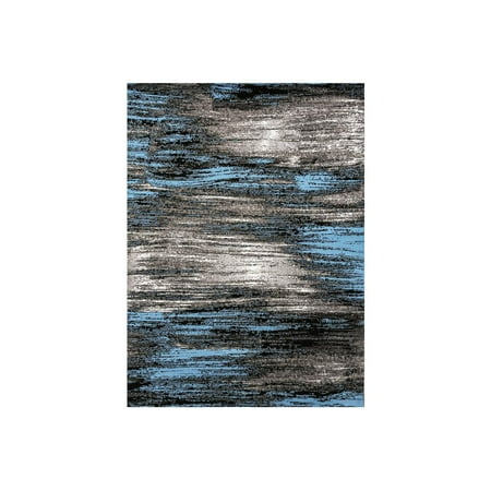 Shaded Patterned Area Rug In Polyester With Jute Mesh, Small, Blue and Gray