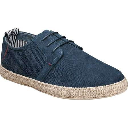 Men s Stacy Adams Nicolo Plain Toe Sneaker Dark Blue Textured Suede/Jute 11 M