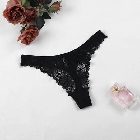 Women s Low Waisted Thong with Cute Bow Lace Panties 6-Pack Pack Low Waist Lace Panties for Women