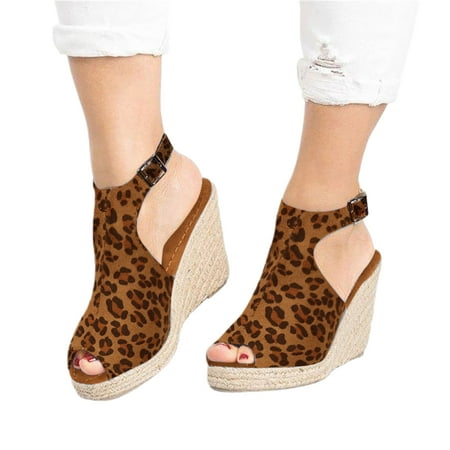 huanledash 1 Pair Women Sandals Wedge Platform Espadrille Summer Fish Mouth Leopard Sandals for Beach
huanledash 1 Pair Women Sandals Wedge Platform Espadrille Summer Fish Mouth Leopard Sandals for Beach