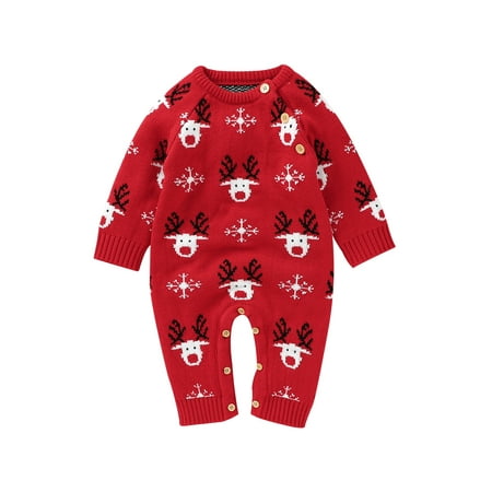 Canrulo Infant Christmas Jumpsuit Deer Snowflake Long Sleeve Romper for Baby Girls Boys Red 12-18 Months
Canrulo Infant Christmas Jumpsuit Deer Snowflake Long Sleeve Romper for Baby Girls Boys Red 12-18 Months