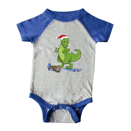 Inktastic T-rex Wrapping Christmas Presents Gift Baby Boy or Baby Girl Bodysuit