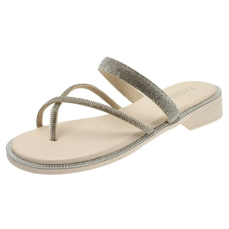 Dyfzdhu Women Sandals Fashion Summer New Pattern Elegant And Comfortable Low Heel Rhinestone Flip Flop Beach Slippers
Dyfzdhu Women Sandals Fashion Summer New Pattern Elegant And Comfortable Low Heel Rhinestone Flip Flop Beach Slippers