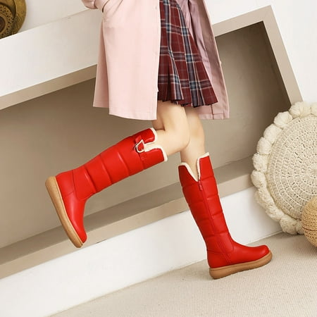 

VEKDONE Thanksgiving Day Deals Warm Cotton Boots With Buckle Thick-Soled Round Toe Women s Anti-Slipping High Boots