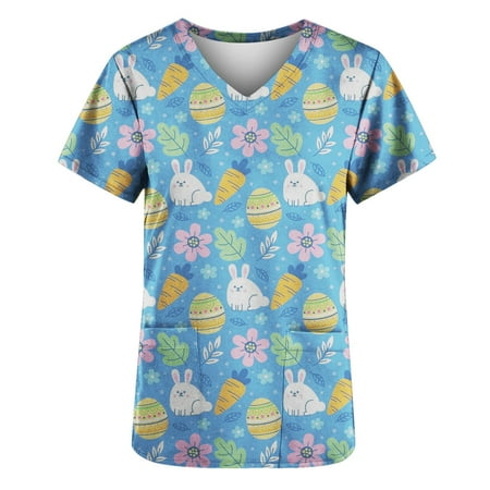 Women s Printed Scrub Tops Plus Size V-Neck Easter Bunny Pattern T Shirts Workwear Nurse Uniform Tee with Pockets
Women s Printed Scrub Tops Plus Size V-Neck Easter Bunny Pattern T Shirts Workwear Nurse Uniform Tee with Pockets