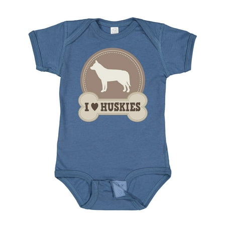 Inktastic Husky Dog Gift I Love Huskies Gift Baby Boy or Baby Girl Bodysuit
