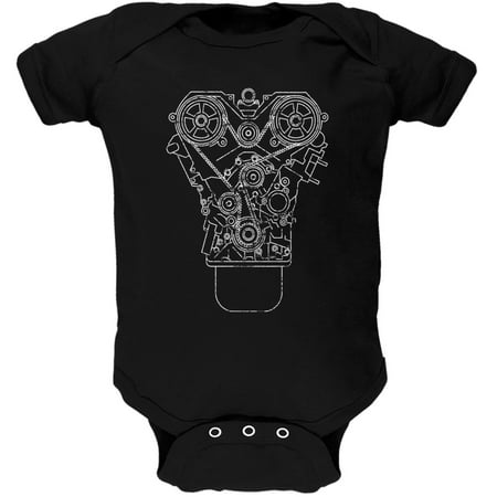 Engine Schematic Black Soft Baby One Piece