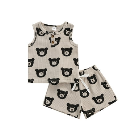 jaweiw 2Pcs Toddler Summer Outfit Set Bear Print Sleeveless Tank Tops + Elastic Waist Shorts for Kids 6 Months to 4 Years
jaweiw 2Pcs Toddler Summer Outfit Set Bear Print Sleeveless Tank Tops + Elastic Waist Shorts for Kids 6 Months to 4 Years