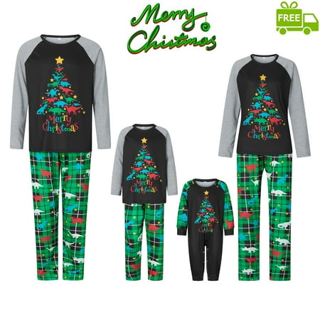 Matching Family Pajamas Sets Christmas Pajamas with Christmas Tree Print Long Sleeve Tee and Plaid Dinosaur Pants Loungewear
Matching Family Pajamas Sets Christmas Pajamas with Christmas Tree Print Long Sleeve Tee and Plaid Dinosaur Pants Loungewear