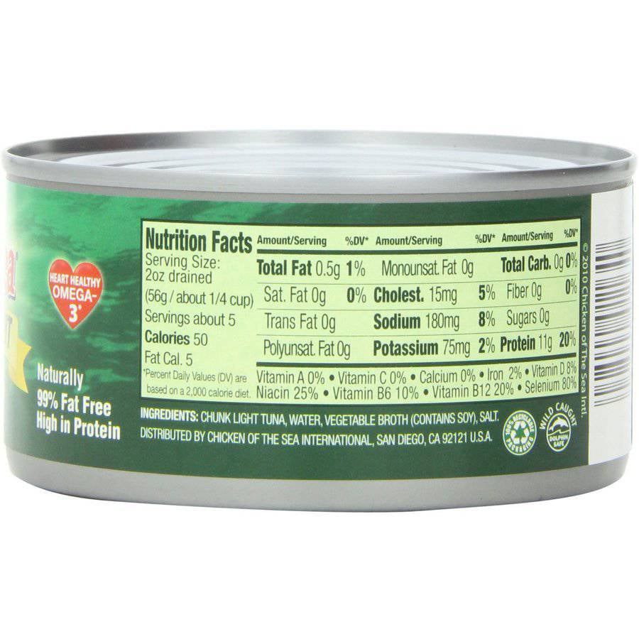 Chicken of the Sea Solid White Albacore Tuna in Water, Canned, 12 ...