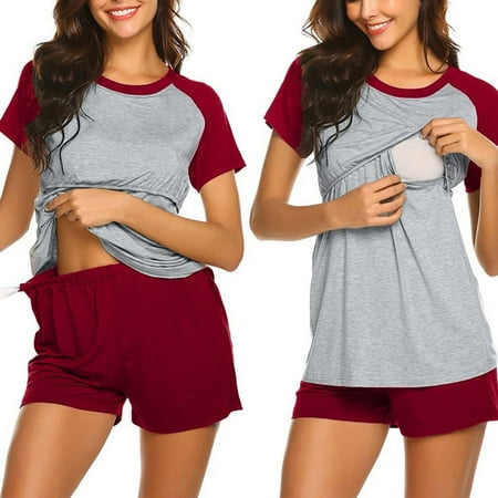 NIUREDLTD Women Maternity Short Sleeve Nursing Baby T Shirt Tops And Pants Breastfeeding Sleepwear Pajamas Set
NIUREDLTD Women Maternity Short Sleeve Nursing Baby T Shirt Tops And Pants Breastfeeding Sleepwear Pajamas Set