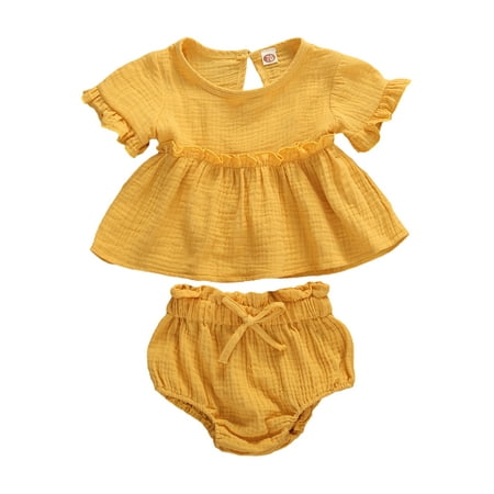 Sunisery 2PCS Newborn Infant Kids Baby Girls Ruffle Short Sleeve Top Stretch Shorts Summer Outfits Yellow 6-12 Months
Sunisery 2PCS Newborn Infant Kids Baby Girls Ruffle Short Sleeve Top Stretch Shorts Summer Outfits Yellow 6-12 Months