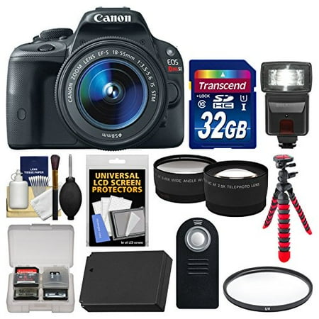 Canon EOS Rebel SL1 Digital SLR Camera & EF-S 18-55mm IS STM Lens with 32GB Card + Case + Flash + Battery + Tripod + Filter + Tele\/Wide Lens Kit
