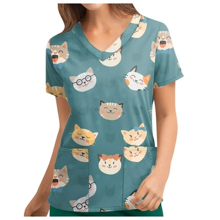 TKing Fashion Independence Day Women Plus Size Scrubs Top V-Neck Short Sleeve Printed Pockets Work Blouse for Women Blue 5XL
TKing Fashion Independence Day Women Plus Size Scrubs Top V-Neck Short Sleeve Printed Pockets Work Blouse for Women Blue 5XL