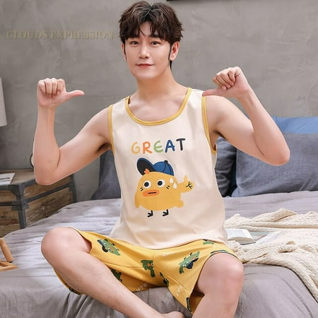 QWZNDZGR Summer 100% Cotton Cartoon Print Couple Pajama Set Pyjamas Kawaii Sleep Lounge Sleeveless Red Sleepwear Suits Pajamas for Lovers
QWZNDZGR Summer 100% Cotton Cartoon Print Couple Pajama Set Pyjamas Kawaii Sleep Lounge Sleeveless Red Sleepwear Suits Pajamas for Lovers