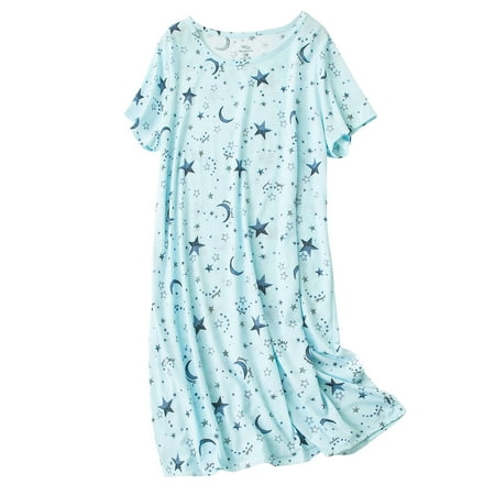 American Trends Womens Cotton Nightgowns Cartoon Printed Night Shirt for Sleeping Casual Pajamas Long Sleep Dress Cute Sleepwear Green Star XL
American Trends Womens Cotton Nightgowns Cartoon Printed Night Shirt for Sleeping Casual Pajamas Long Sleep Dress Cute Sleepwear Green Star XL