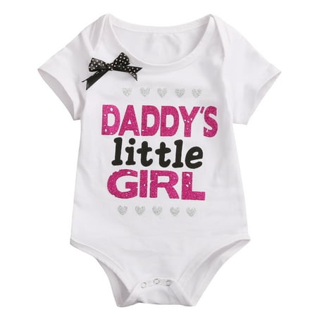 Infant Baby Girls Romper Bodysuit One-Piece Letter Cartoon Print Jumpsuit