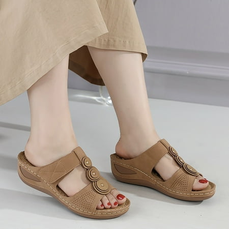 XIAQUJ Womens Casual Wedge Slippers Summer Comfortable Platform Bohemia Shoes Sandals with Arch Support Massage Function Sandals for Women Brown 9(42)
XIAQUJ Womens Casual Wedge Slippers Summer Comfortable Platform Bohemia Shoes Sandals with Arch Support Massage Function Sandals for Women Brown 9(42)