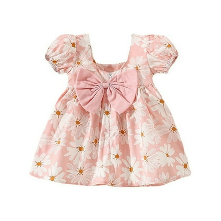Toddler Baby Girls Summer Dress Short Sleeve Square Neck Flower Print Bowknot A-line Sundress Clothes Pink 12-18 Months
Toddler Baby Girls Summer Dress Short Sleeve Square Neck Flower Print Bowknot A-line Sundress Clothes Pink 12-18 Months