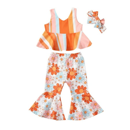 Toddler Suit Summer Sleeveless Flower Print Vest Tops Flared Pants Headbands 3Pcs Sets Outfits
Toddler Suit Summer Sleeveless Flower Print Vest Tops Flared Pants Headbands 3Pcs Sets Outfits